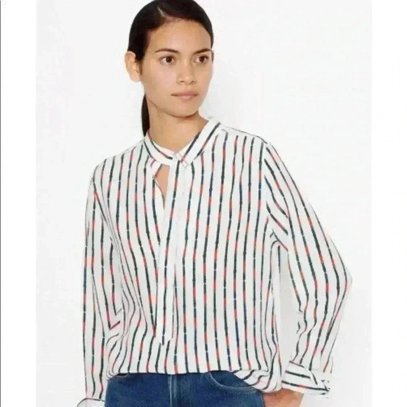 Equipment Janelle Silk Shirt Bright White Multi - Picture 1 of 7
